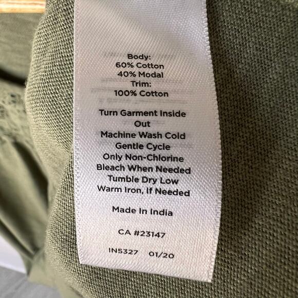 Talbots Top Womens Size 1X Sage Green Eyelet Trim Tee Floral Plus Size Cotton - Picture 13 of 15